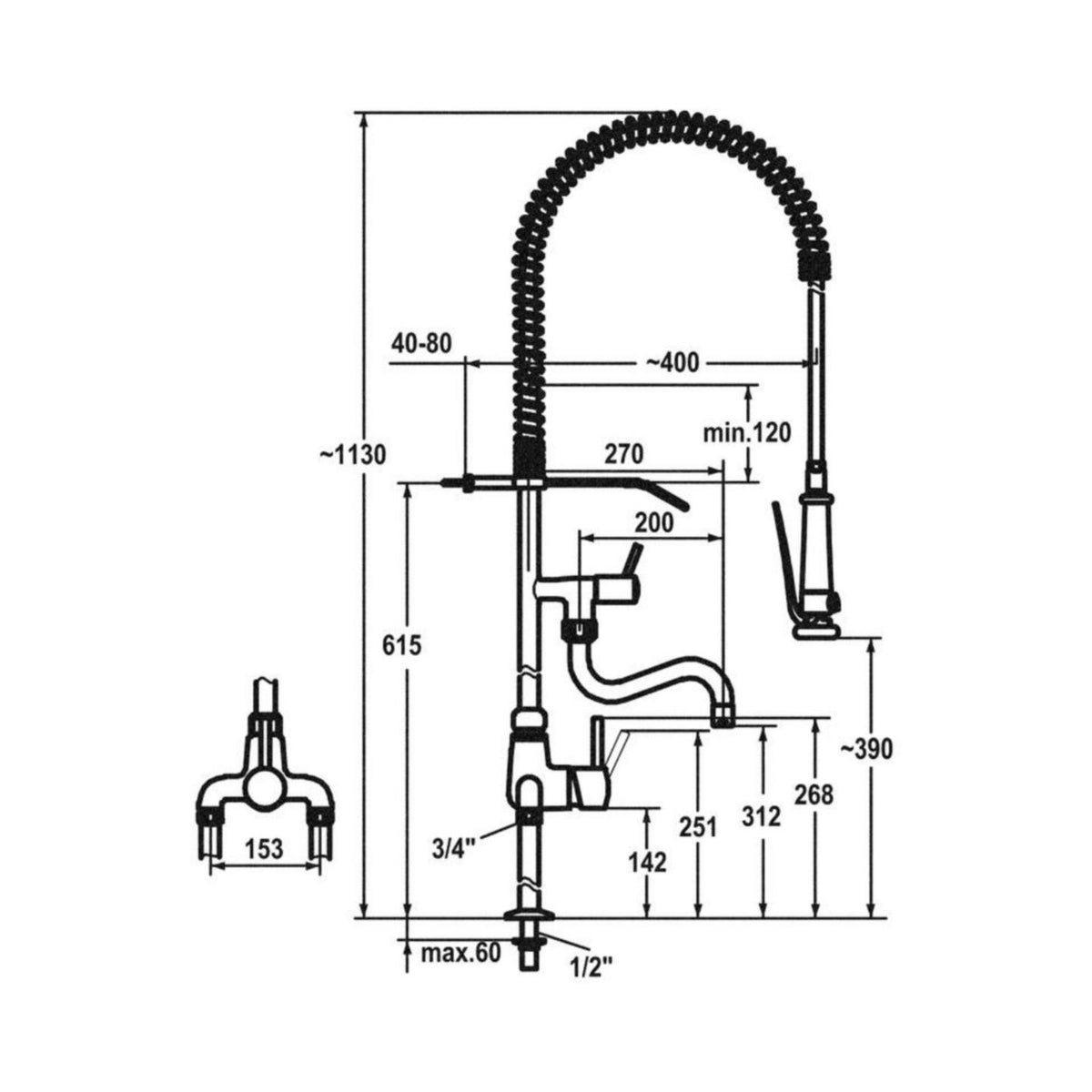Suurkeittiöhana Kwc Gastro 1-Ote Pöytäas. Esihuuhtelu 6285716