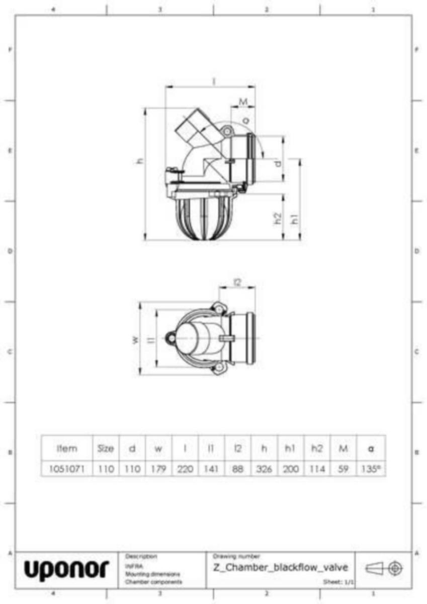 Pallopadotusventtiili 110 Uponor 1051071 [2623012]