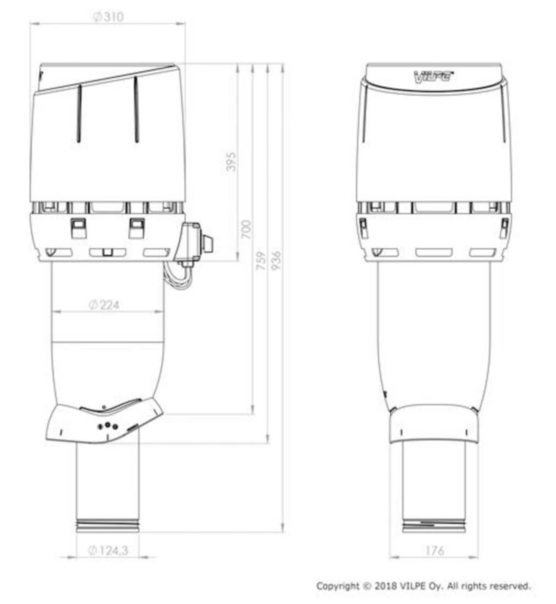Huippuimuri Vilpe ECo125P/700 Flow ruskea 7820301