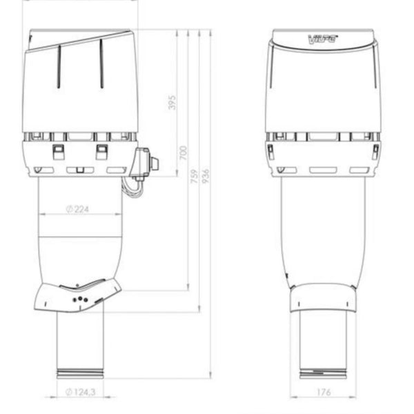 Huippuimuri Vilpe ECo125P/700 Flow harmaa [7820303]