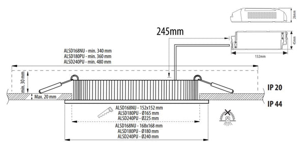 Alasvalo Ensto Velox-paneeli ALSD117PU IP44 8W 830/840 VA [4103422]