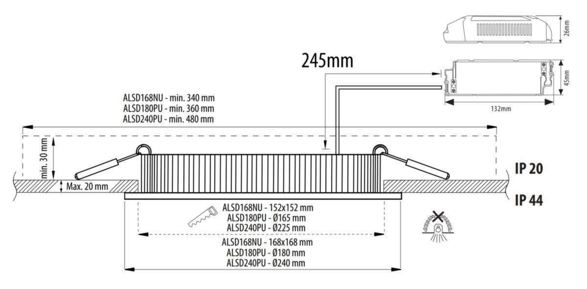 Alasvalo Velox-Paneeli Alsd180Pu Ip44 11W 830/840 Va [4103437]