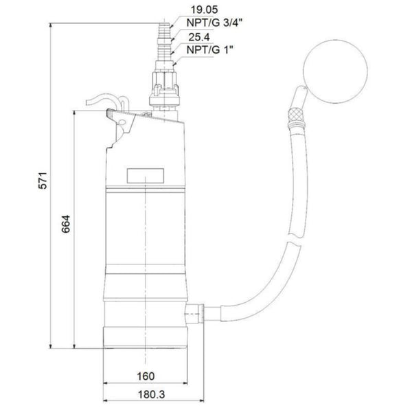 Uppopumppu Grundfos SBA 3-45 MW 92713100 [4822623]