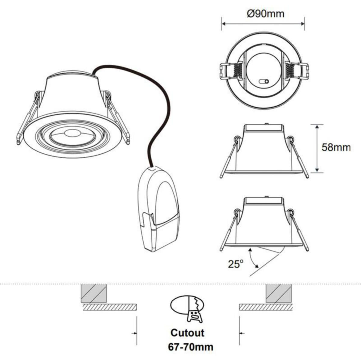 Alasvalo Robus Ip65 6W 450-550Lm Dim 827-865 Mus [4127928]