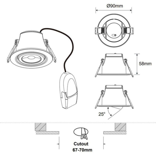 Alasvalo Robus Ip65 6W 450-550Lm Dim 827-865 Mus [4127928]