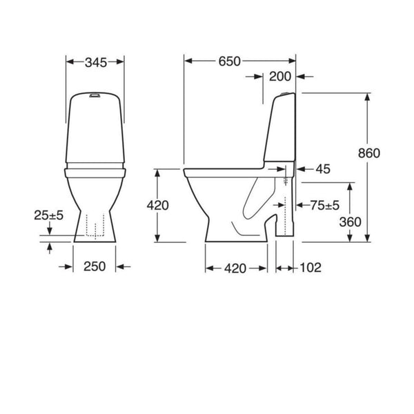 WC - laite Gustavsberg Nautic 1591 1 - huuhtelu, kanneton, Hygienic Flush, S - lukko [5652154] |