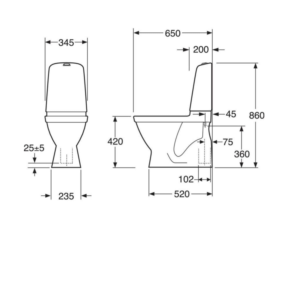 WC - laite Gustavsberg Nautic 1500 1 - huuhtelu, kanneton, Hygienic Flush, piilo S - lukko [5652156] |