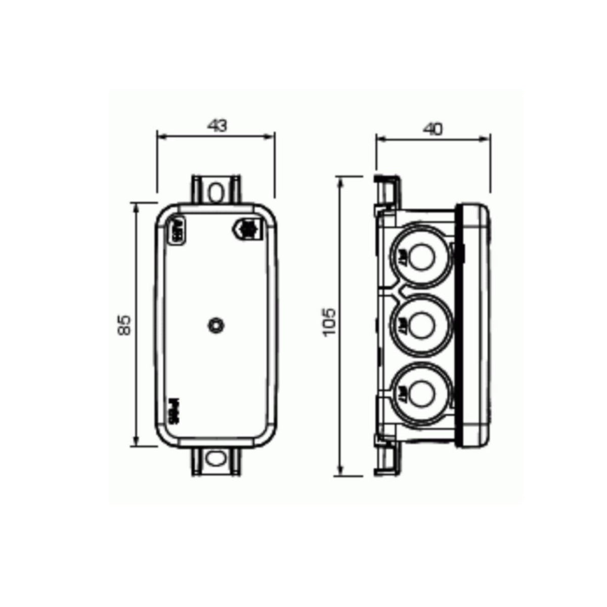 Jakorasia Abb Ap45, 105X43Mm,Mus, Ip65 Hf [1612546] |