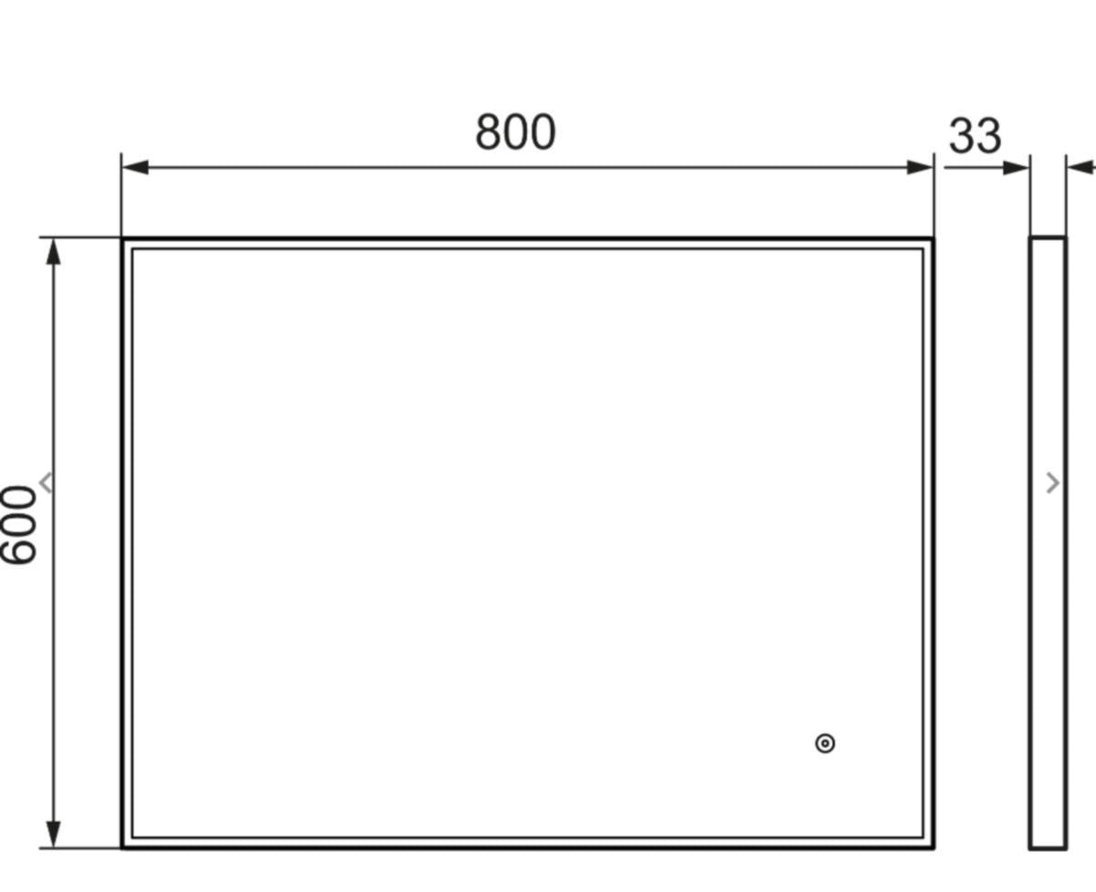 Peili 953103.12 Mora X Solo I LED suorak. 800MMX600MM mustalla [6041010]