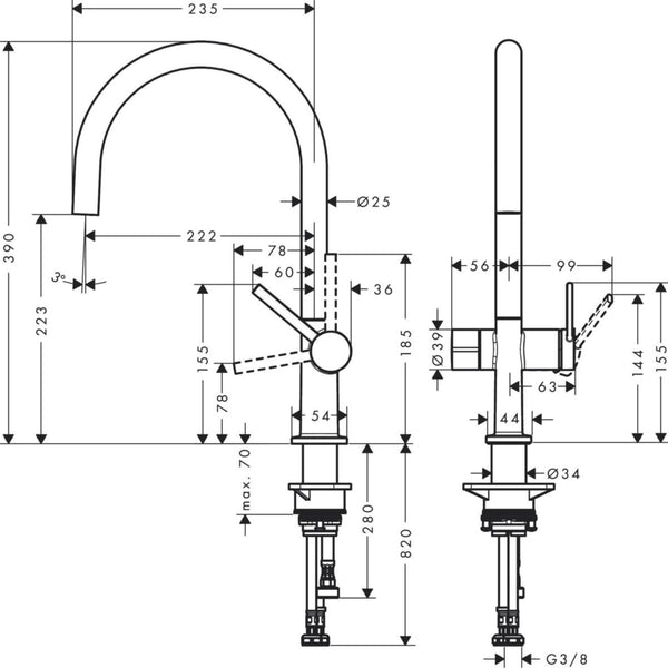 Keittiöhana Hansgrohe Talis M54 220 1jet 72805800 pkv Rst [6250452]