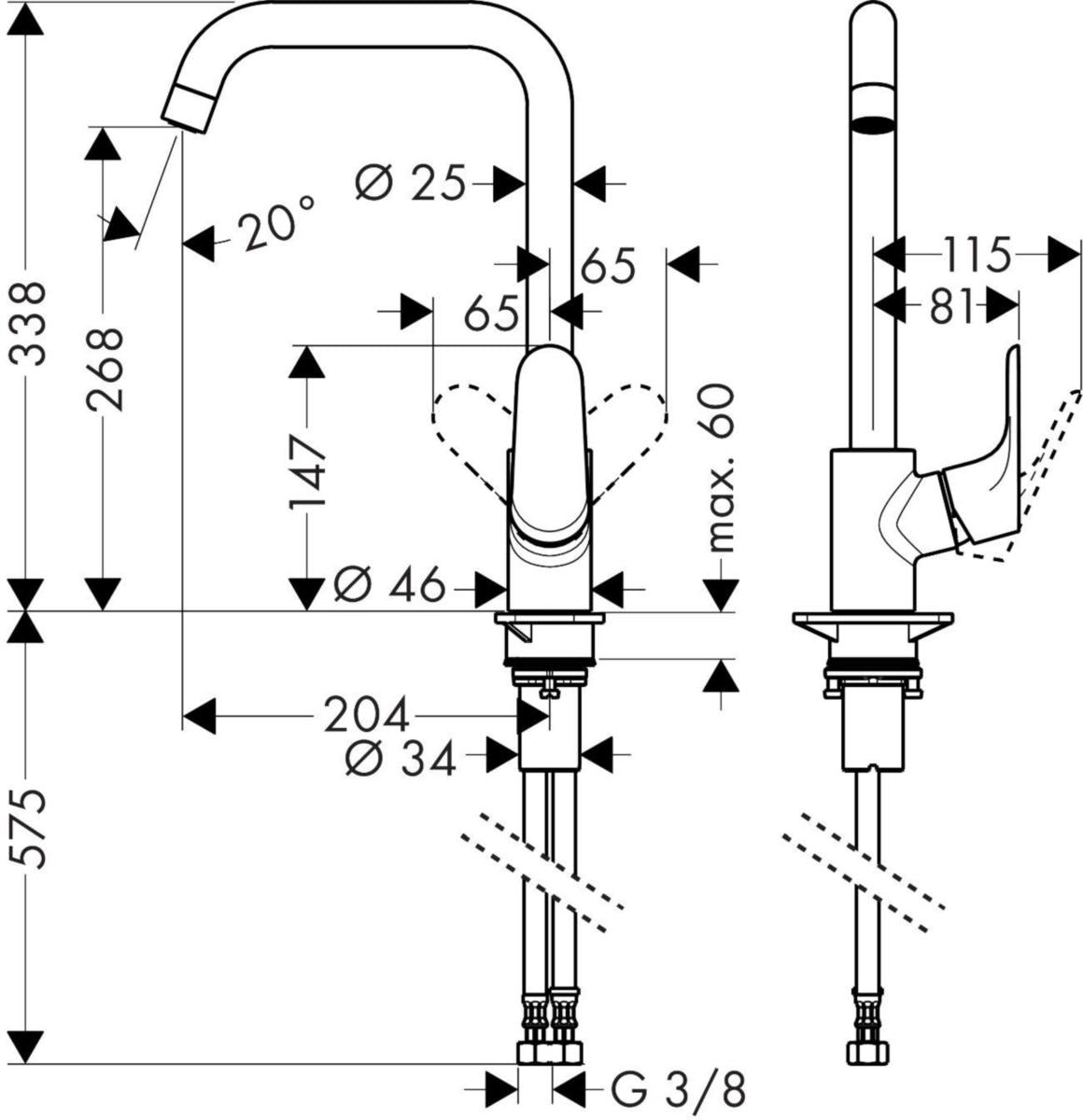Keittiöhana Hansgrohe Focus 260 1jet 31834670 Korkea, Musta [6250440]