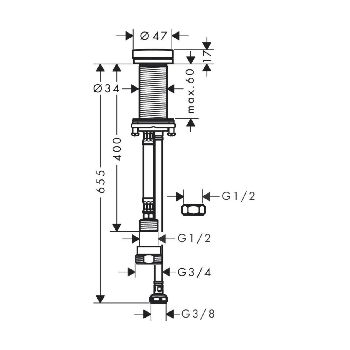Pesukoneventtiili 72841800 Hansgrohe Talis M54 pöytäasennus RST [6250461] |