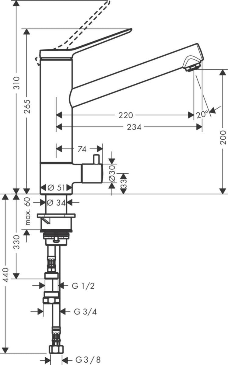 Keittiöhana Hansgrohe Zesis M33 200 PKV,kromi 74808000 [6250487]
