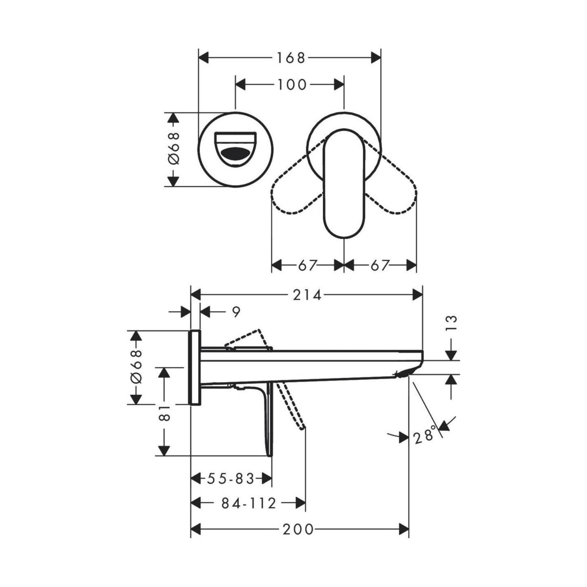 Pesuallashana 72528000 Hansgrohe Rebris seinäasennus [6150930] |