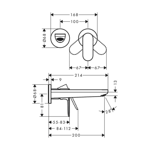 Pesuallashana 72528000 Hansgrohe Rebris seinäasennus [6150930] |