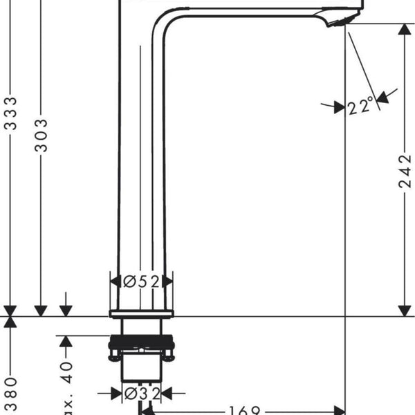 Pesuallashana 72545670 Hansgrohe Rebris E 240 musta [6150943]