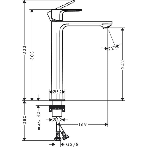 Pesuallashana 72542670 Hansgrohe Rebris S 240 musta 6150937