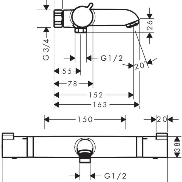 Amme- ja suihkuhana Hansgrohe Ecostat Comfort Nordic mattamusta 13186670 [6350921]