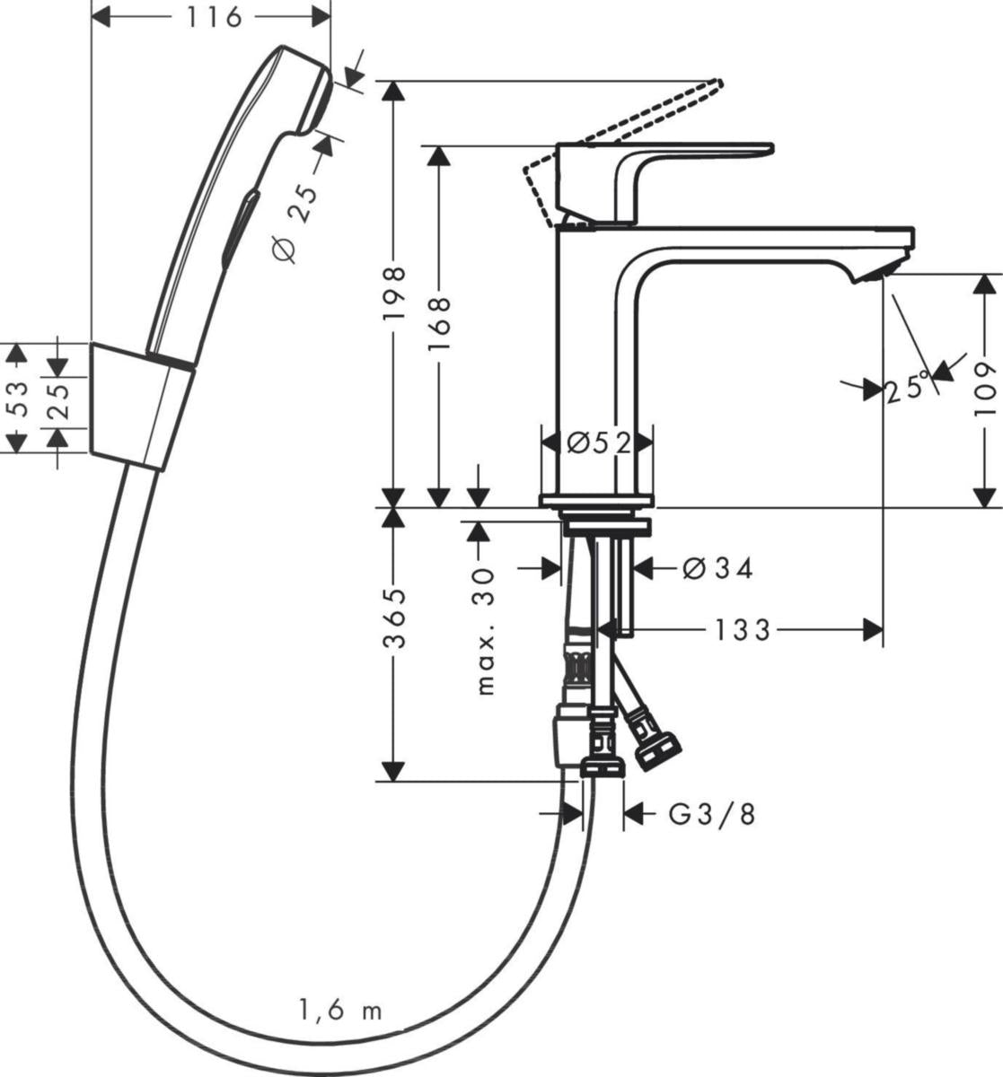 Pesuallashana 72215000 Hansgrohe Rebris 110 bidette kromi [6150927]