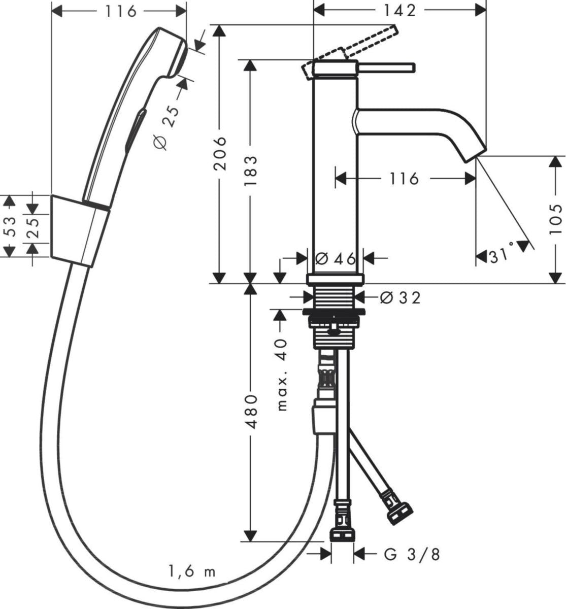 Pesuallashana Hansgrohe Tecturis S 110 bidé, kromi [6150989]
