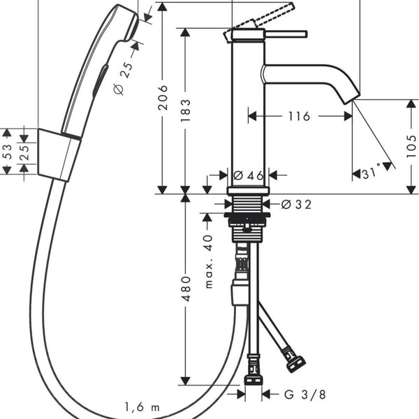 Pesuallashana Hansgrohe Tecturis S 110 bidé, kromi [6150989]