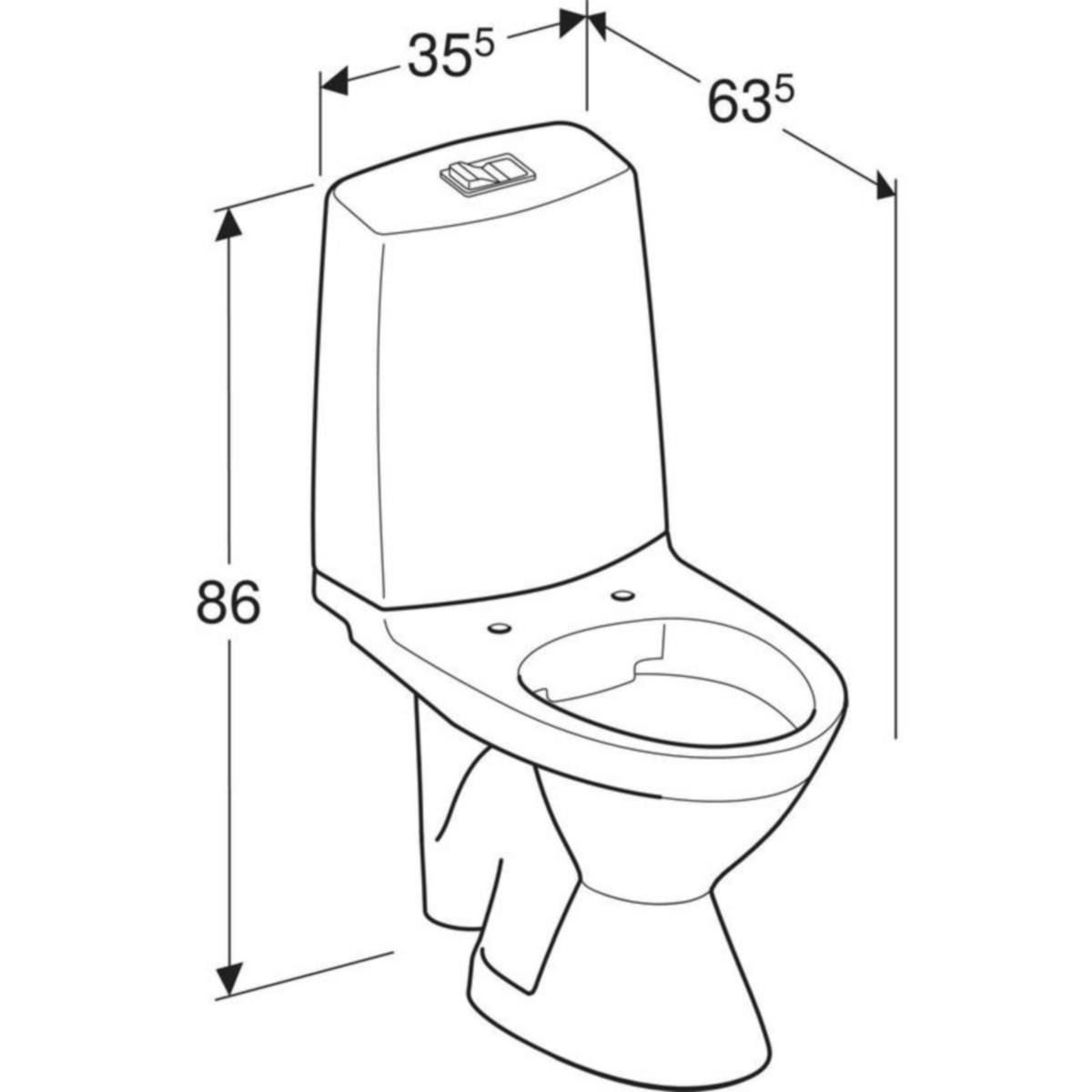 Peruskorjaus WC-laite Ido Glow 63 2-huuhtelu, Rimfree, liimaus, kanneton, S-lukko [5650201]