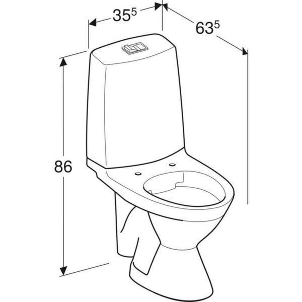 Peruskorjaus WC-laite Ido Glow 63 2-huuhtelu, Rimfree, liimaus, kanneton, S-lukko [5650201]