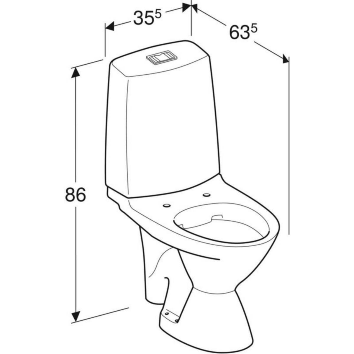 Peruskorjaus WC-laite Ido Glow 63 2-huuhtelu, Rimfree, kanneton, poisto oikea, S-lukko [5650208]