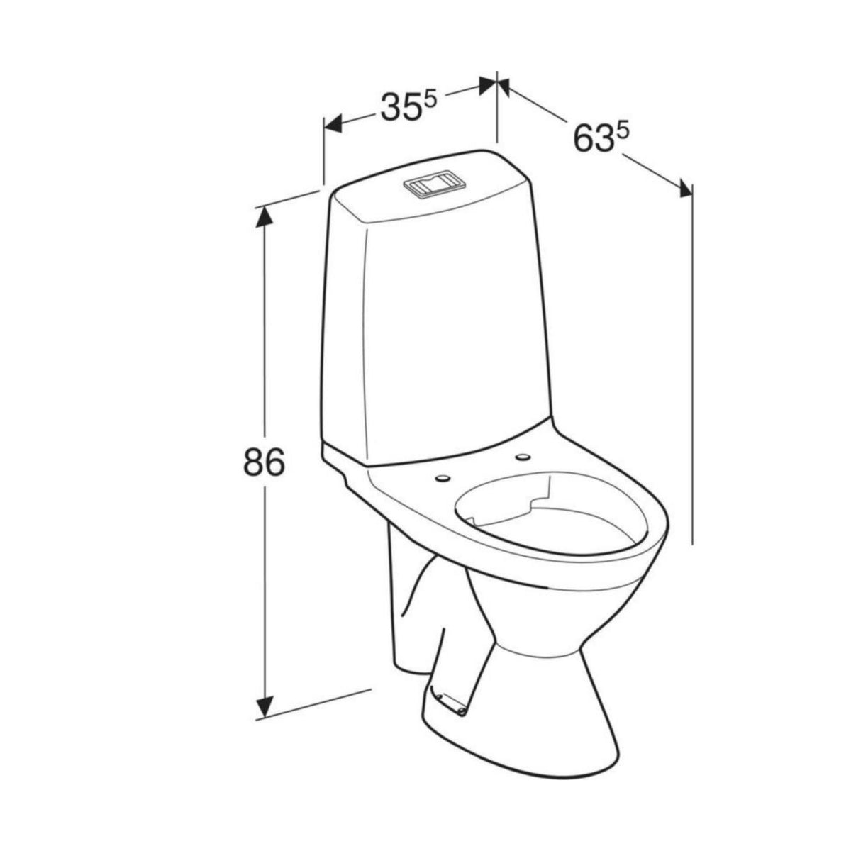 Peruskorjaus WC-laite Ido Glow 63 2-huuhtelu, Rimfree, kanneton, S-lukko 5650199