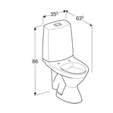 Peruskorjaus WC-laite Ido Glow 63 2-huuhtelu, Rimfree, kanneton, S-lukko 5650199