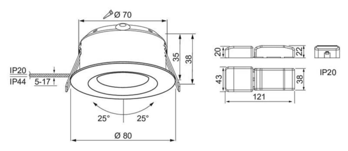 Alasvalo Compact Tilt Ip44 5W/840 36D Dim Acc Wh [4107640]