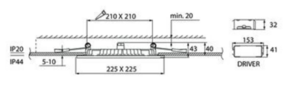 Alasvalo Flat Sq 225 Ip44 15W/840 Dim Pco Wh 4297890