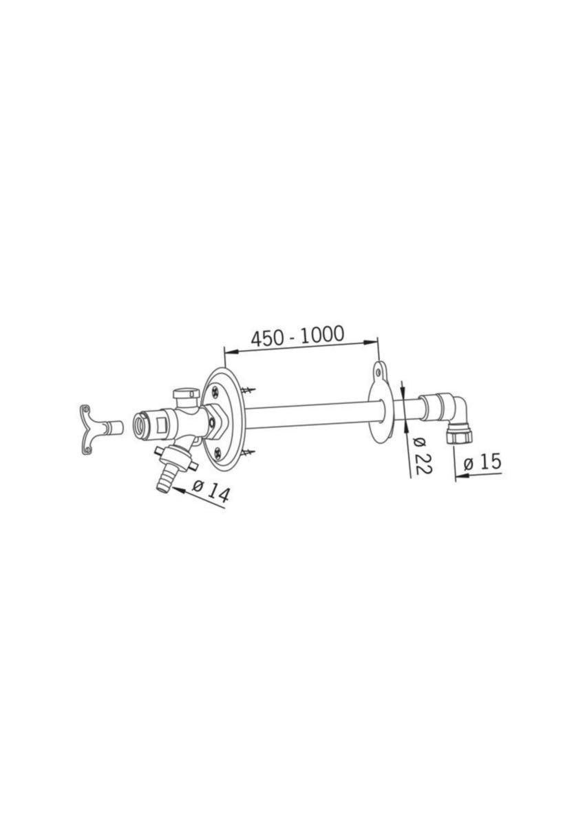 Vesipostiventtiili Oras DN 15 tyhjenevä 450-1000 mm 431515 [2934137]