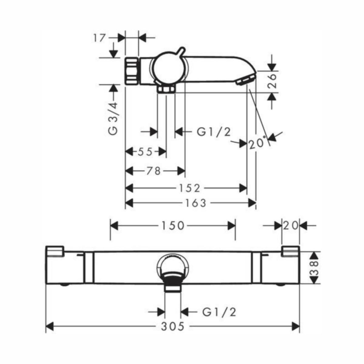 Amme - ja suihkuhana Hansgrohe Ecostat Comfort Nordic [6350920] |