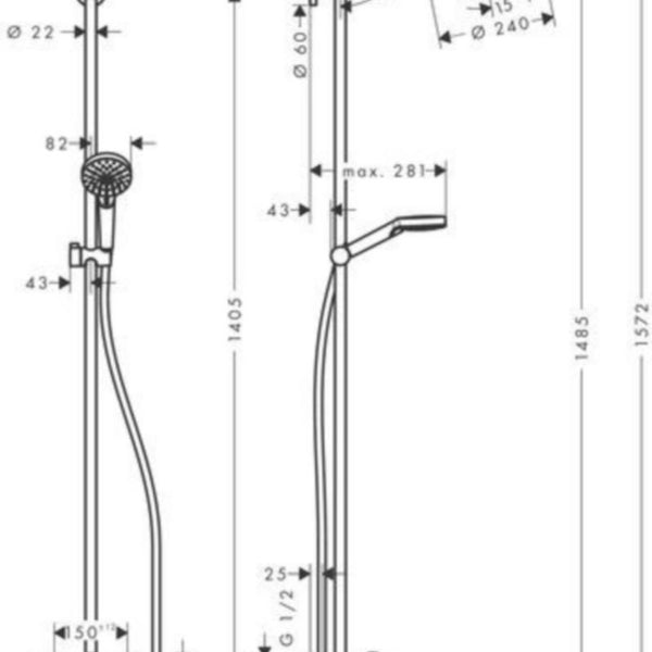 Sadesuihkuhana Yläsuihkuyhdistelmä Hansgrohe Crometta S 240, amme 1JET [6350951]