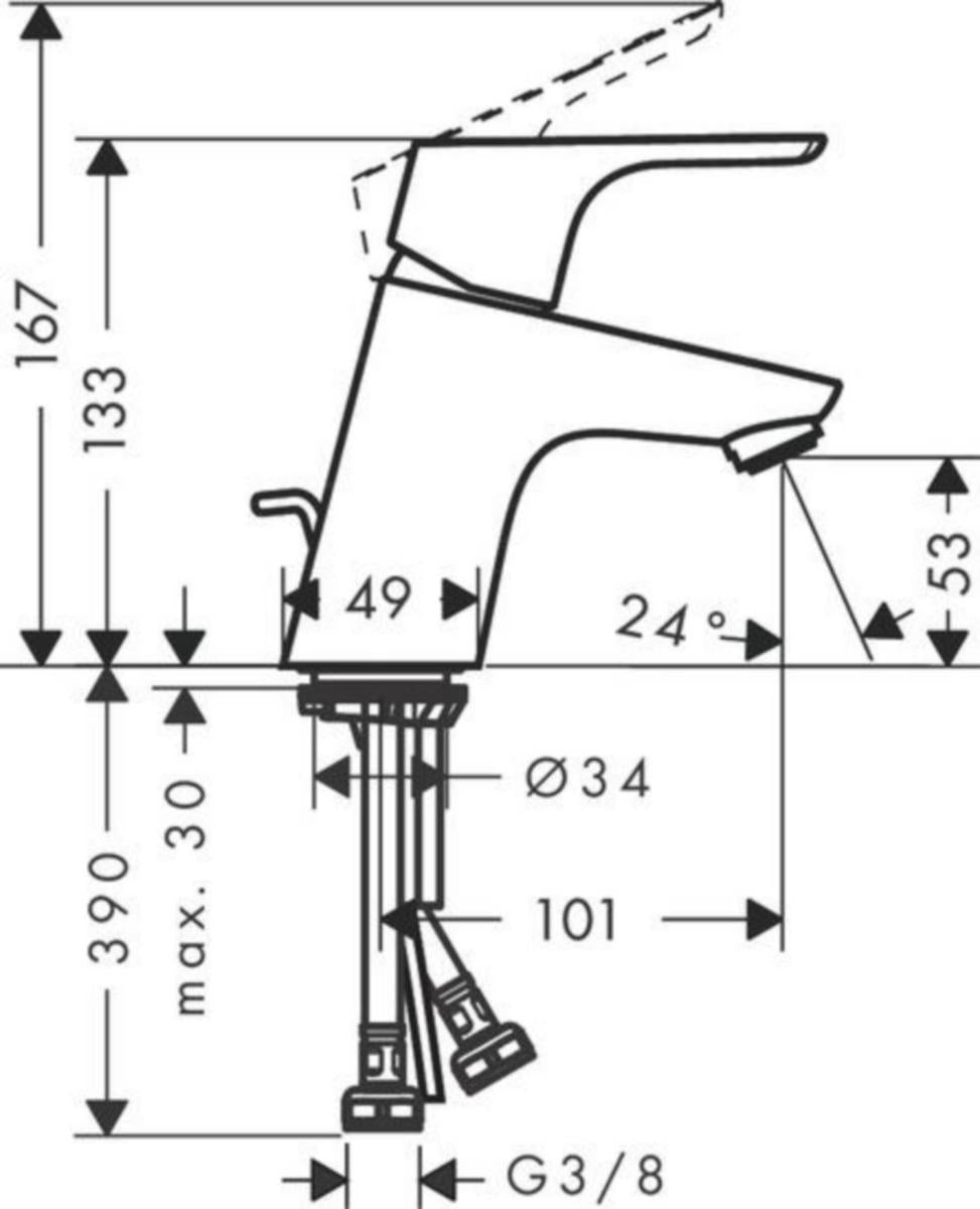 Pesuallashana Hansgrohe Focus 70 kromi 31975000 [6150783]
