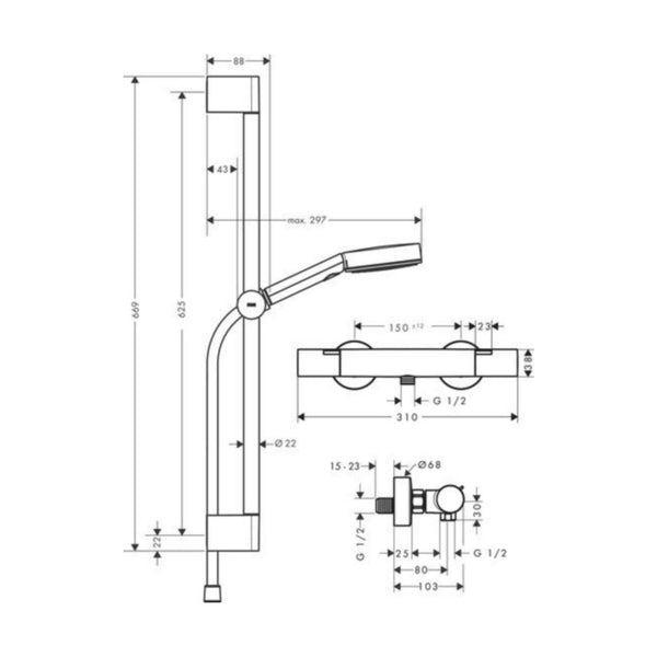 Combisetti Hansgrohe 24263000 Ecostat Fine Kromi [6352111] |