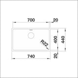 Altapäin Kiinnitettävä Allas Rst Blanco Andano 700 - U 10673U [5928020] | lvitarvikkeet.fi