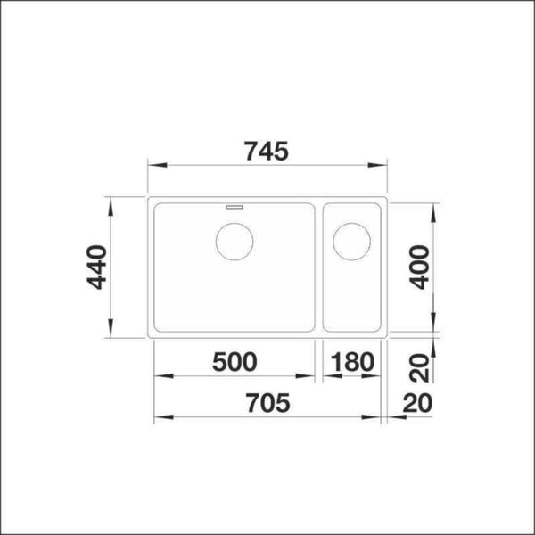 Altapäin Kiinnitettävä Allas Rst Blanco Andano 500/180 - U R 10863UO [5928551] | lvitarvikkeet.fi