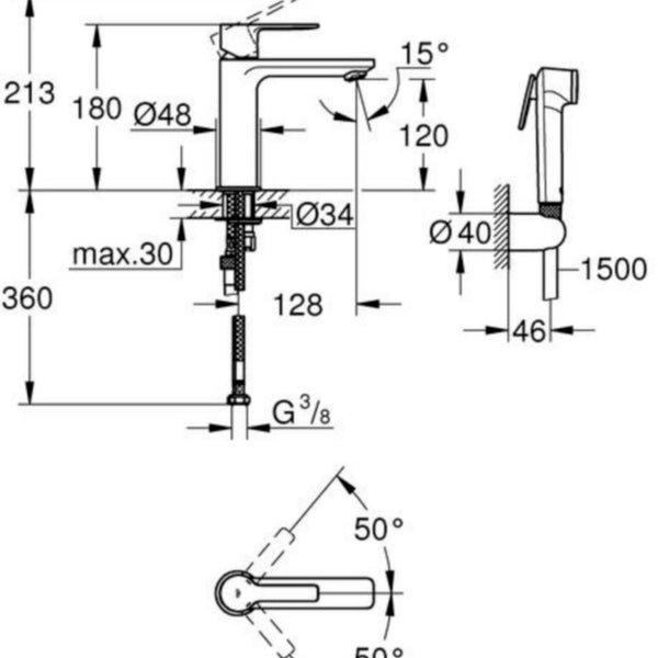 Pesuallashana Grohe Lineare Hygienica Bideehana [6125163]