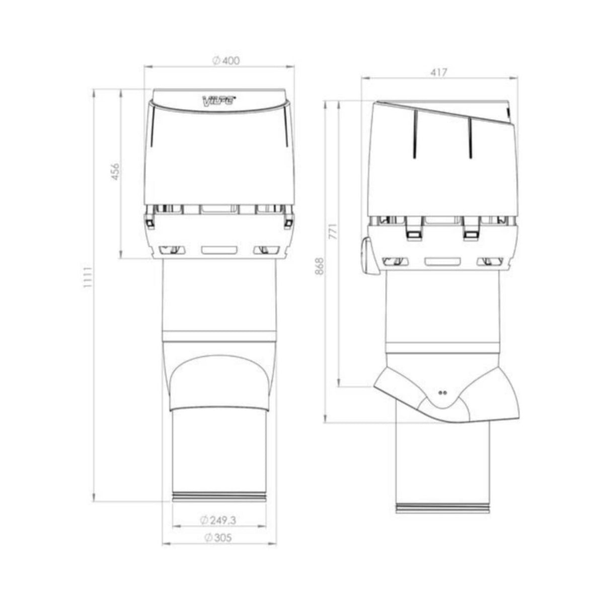 Poistoputki Flow P-Sarja Vilpe 350144 250P/Is/700 Xl Ru 7820362