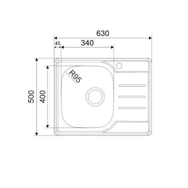 Päältäasennettava Allas Rst Danex 45-S Mini, Vasen 5929349