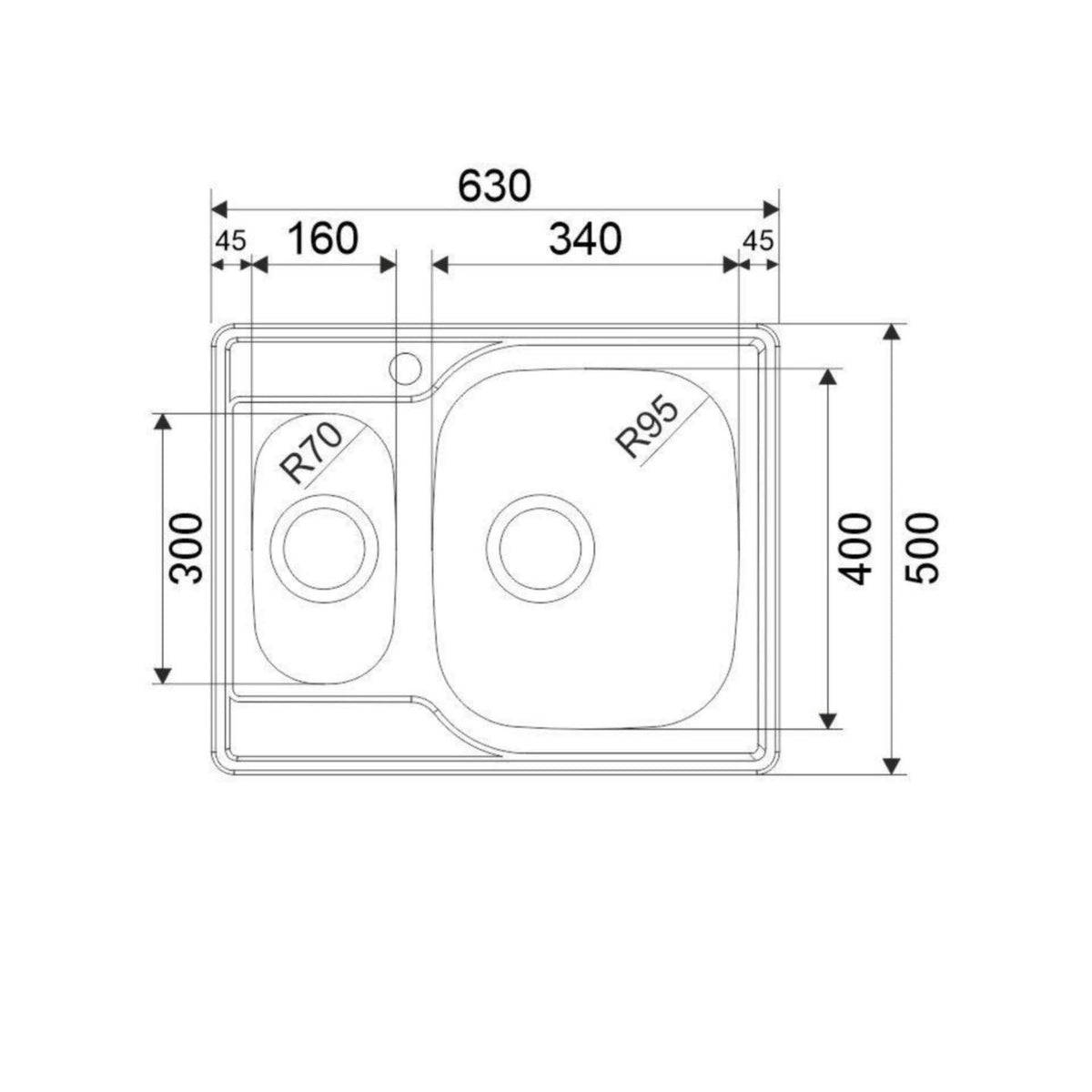 Päältäasennettava Allas Rst Danex 6-T, Oikea 5929351