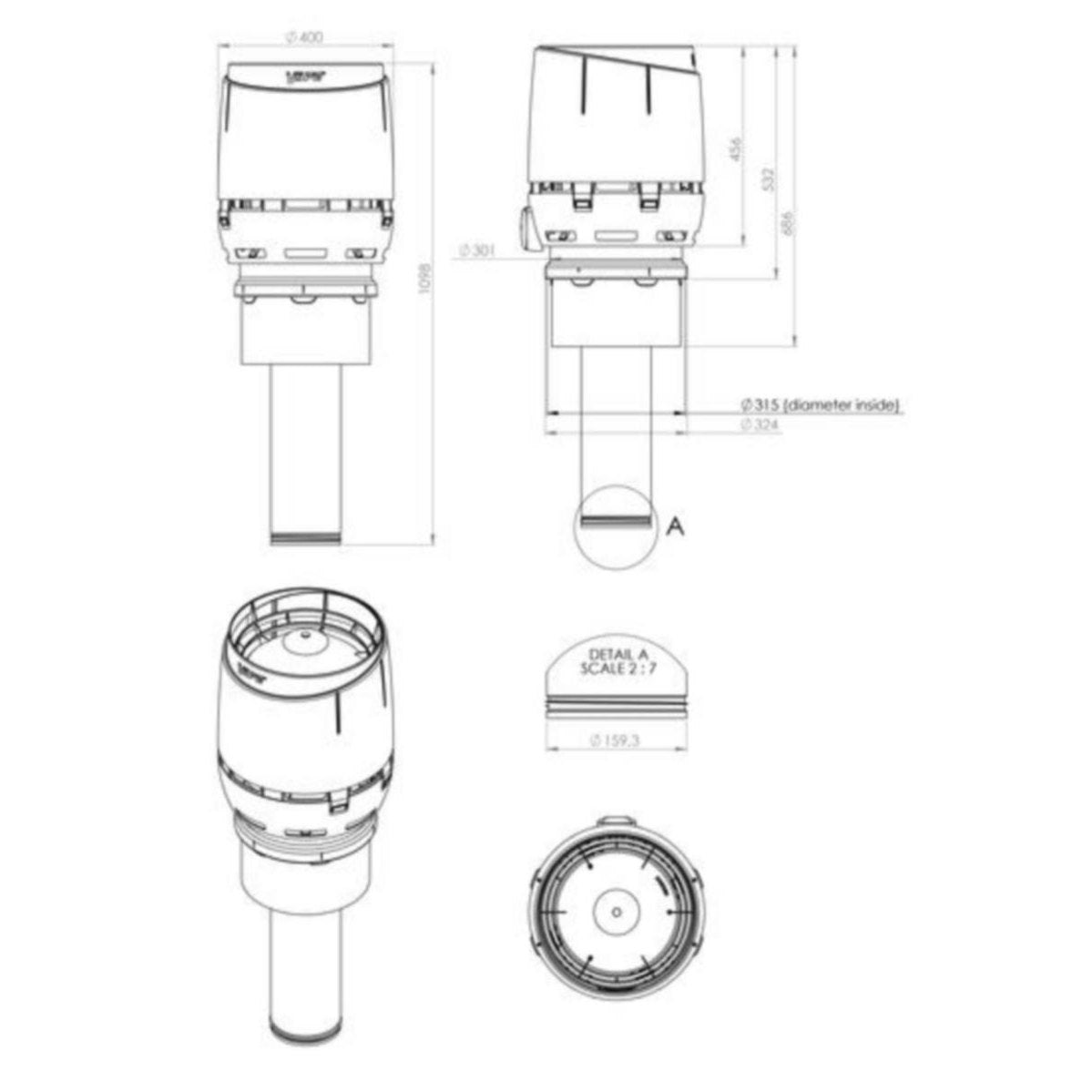 Poistoputki Vilpe Flow C-SARJA VILPE 350522 160C XL musta [7820480]