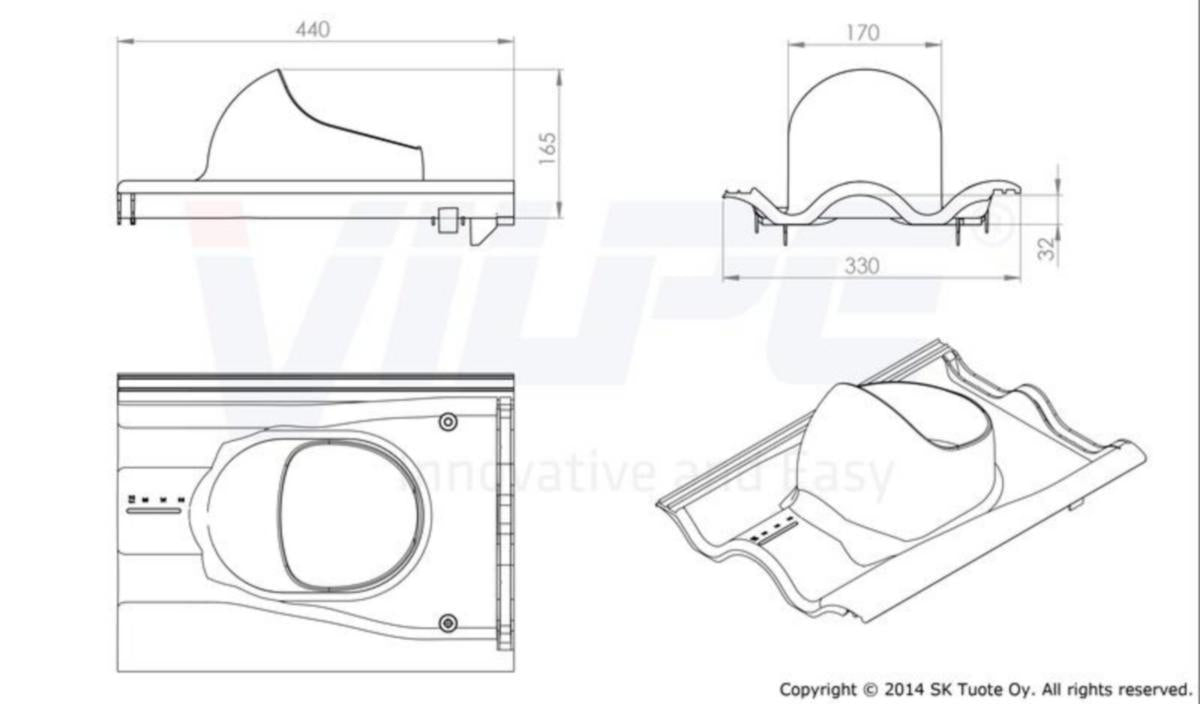 Kattoläpivienti Vilpe CLICK 360044 TIILI Ruskea 7820653