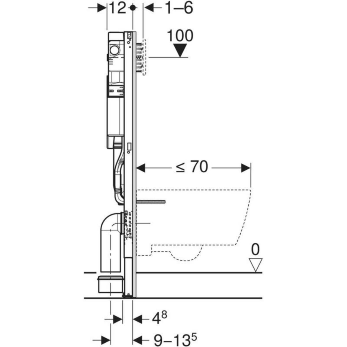 Seinä-WC asennusteline Geberit Duofix korkea Sigma 112cm [5756992]