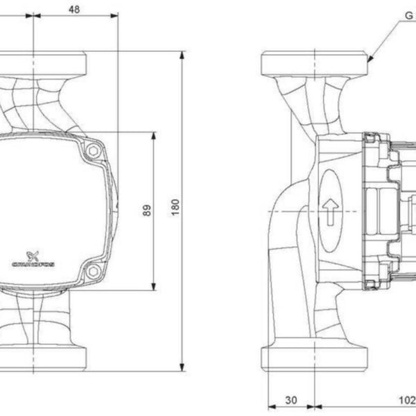 Lämpöjohtopumppu Grundfos Alpha1 go 32-40 180 220-240V 9 [4616587]