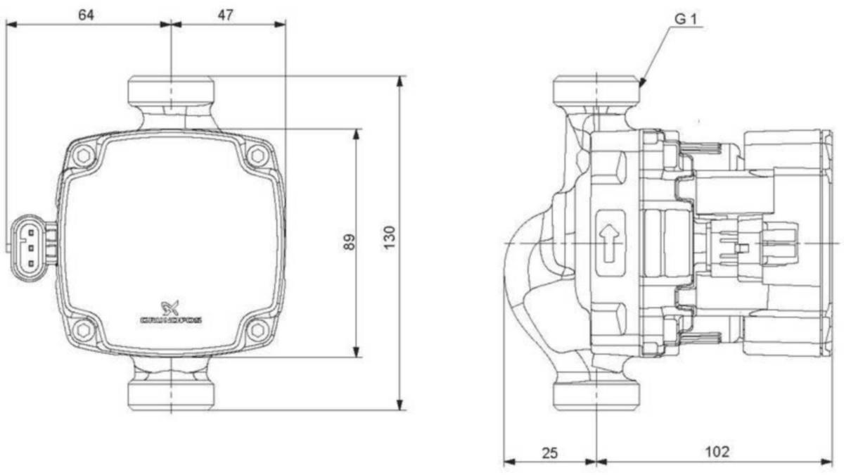 Lämpöjohtopumppu Grundfos Alpha1 go 15-60 130 220-240V 9 [4616586]