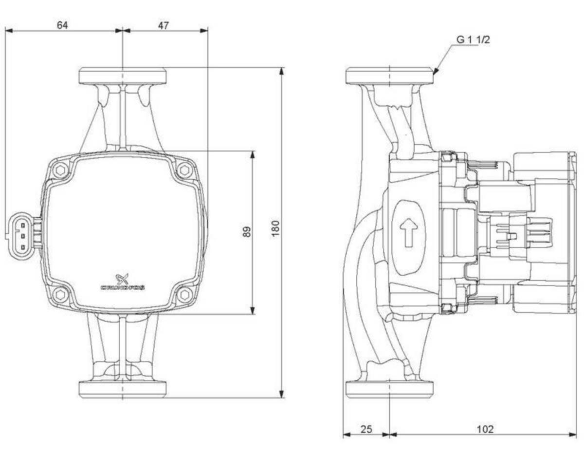 Lämpöjohtopumppu Grundfos ALPHA1 GO 25-80 180 220-240V 9 [4616580]