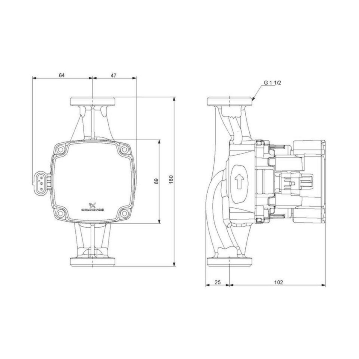 Lämpöjohtopumppu Grundfos Alpha1 Go 25-40 180 1-V 4616588